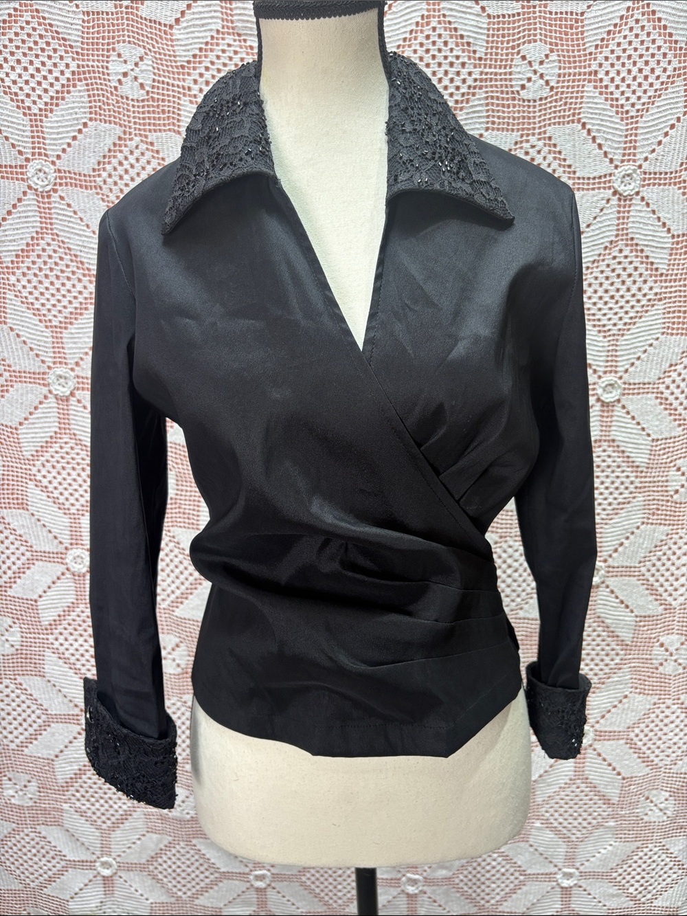 Joseph Ribkoff Trends Black Wrap Blouse sz 10